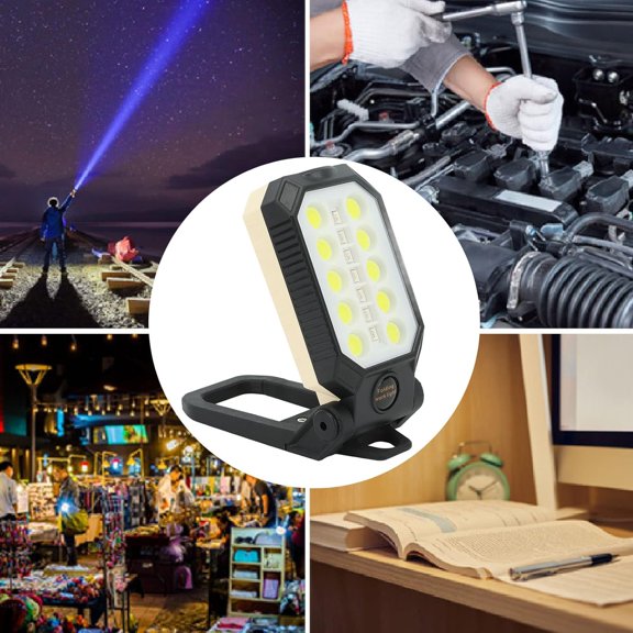 Rechargeable Led Work Lights, Portable COB Flood Lights with Magnetic Base, Angle Adjustable, IP66 COB Lamp with G1/4 Interface, Job Site Lighting Camping, Car Repair, Hurricane, Emergency