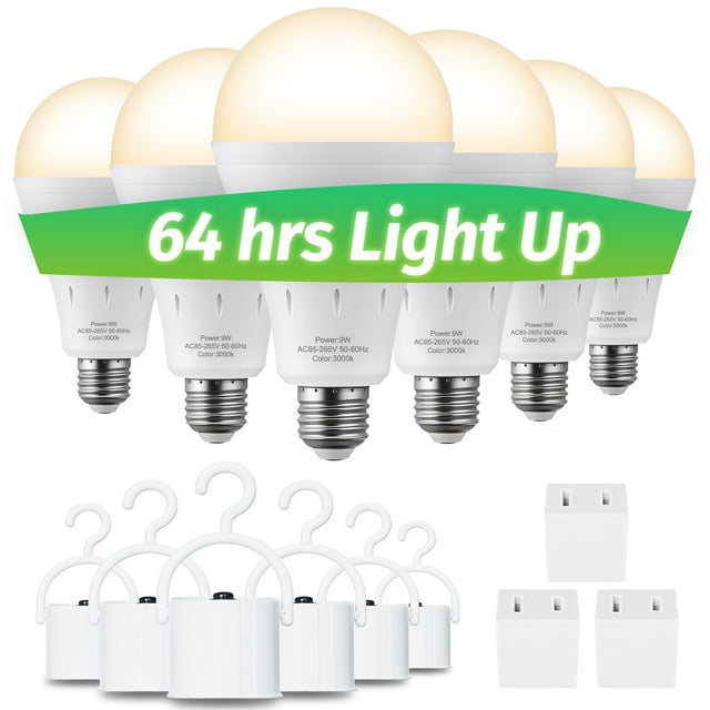 DABAOLUM 9W Rechargeable LED Light Bulbs, Emergency Power Outage Bulbs ...