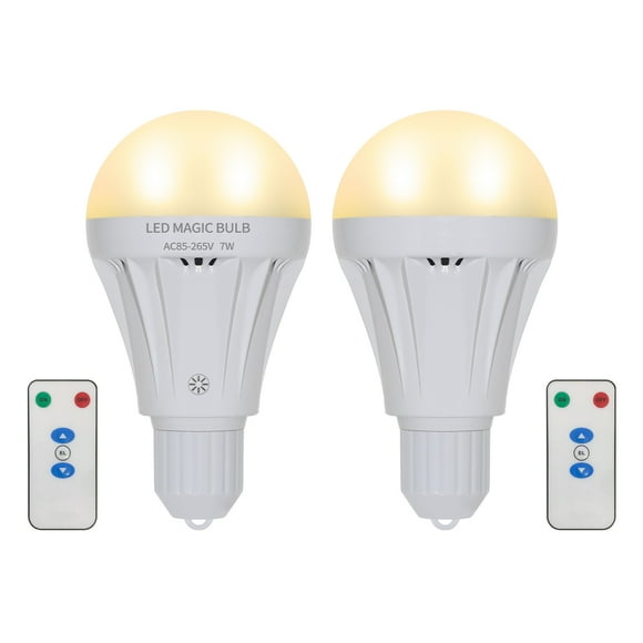 Rechargeable Light Bulbs with Remote Control Soft Warm 2200mAh Dimmable Battery Operated Light Bulb 50 Watt Equivalent,2 Pack