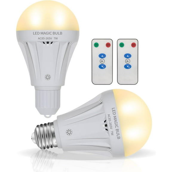Rechargeable Light Bulbs with Remote Control Soft Warm(3000K) 2200mAh Dimmable Battery Operated Light Bulb 50 Watt Equivalent,2 Pack