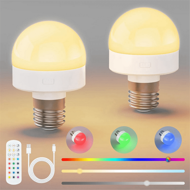 Rechargeable Light Bulbs with Remote E26 Battery Operated Light Bulb