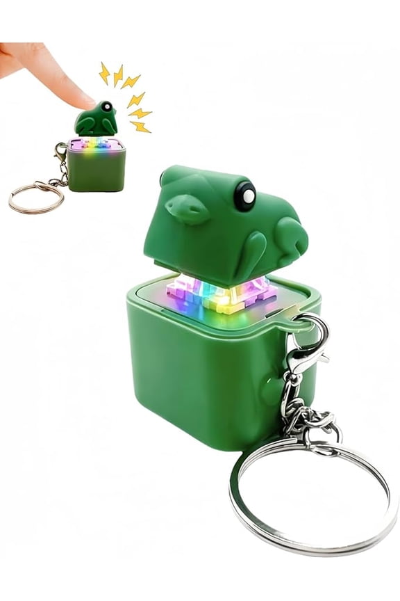 Rechargeable Light Up Frog Fidget Keychain Toy with Croaking Sound, Pop Up Frog Anxiety Relief Press Toy, Portable Sound Light Stress Relief Fidget Toy for Kids Adults Backpack Pendant Gift