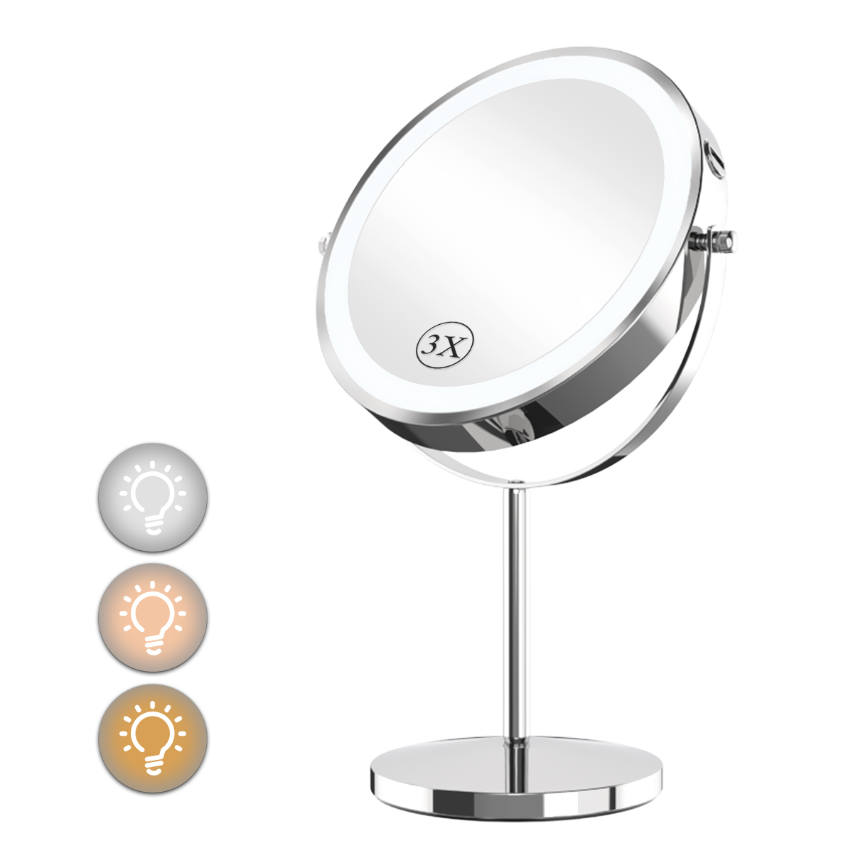 Jerdon HL75C 8.5Inch Lighted Wall Mount Makeup Mirror with 8x