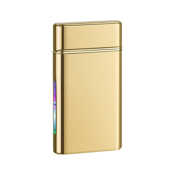 Rechargeable Lighter Visible Window Colorful LED Alloy 2.83x1.57x0.43in Propane Gas Compact Safe for Candle BBQ Grill Kitchen Outdoor Gift