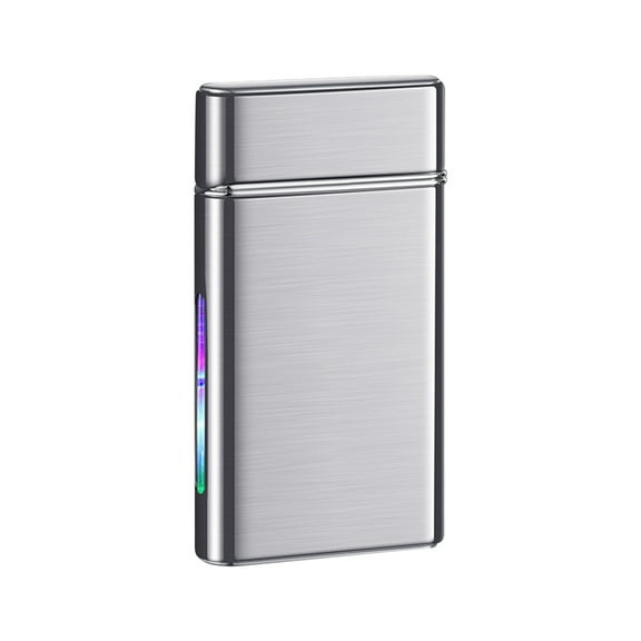 Rechargeable Lighter Visible Window Colorful LED Alloy 2.83x1.57x0.43in Propane Gas Compact Safe for Candle BBQ Grill Kitchen Outdoor Gift