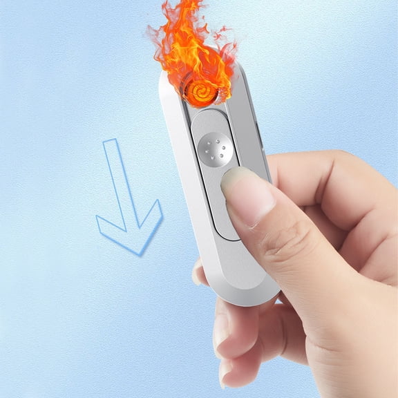 Rechargeable Lighter Windproof, Wenini USB Plasma Lighter Slim Pocket Igniter, Portable Mini Lighter for Candle Camping Outdoor with Gradient Light, White