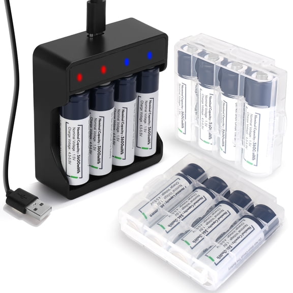 Rechargeable Lithium-ion AA Batteries,12 Pack AA 1.5V 2600mWh AA Batteries,Double A Batteries for Blink Camera,Xbox,Toy