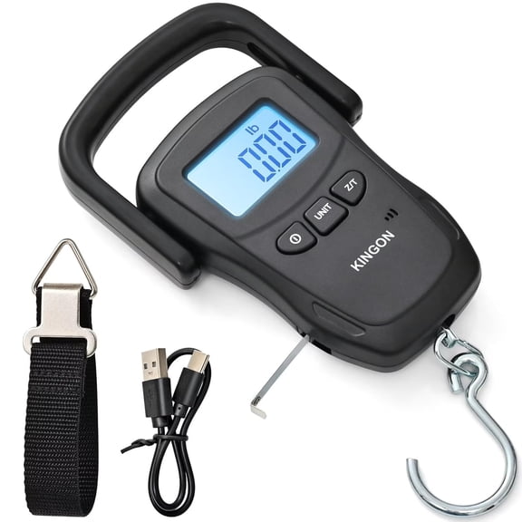 Rechargeable Luggage Scale, Digital Portable Bag Scale for Travel, Suitcase Weight with Strap & Comfortable Handle, 110lb/50kg Capacity
