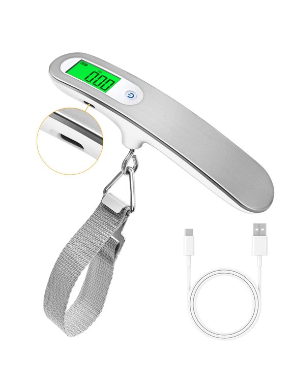Rechargeable Luggage Scale with Strap & Type-C Port - Portable, Digital, High-Precision, and Ideal for Backpacks, Suitcases, and Carry-Ons - Up to 110lb/50kg Capacity -Strap
