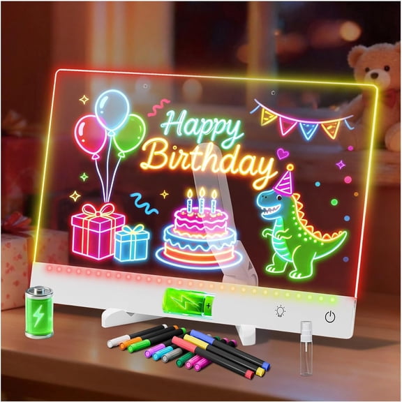 Rechargeable Lumi LED Drawing Board, 13.7"x10" LED Note Board, White