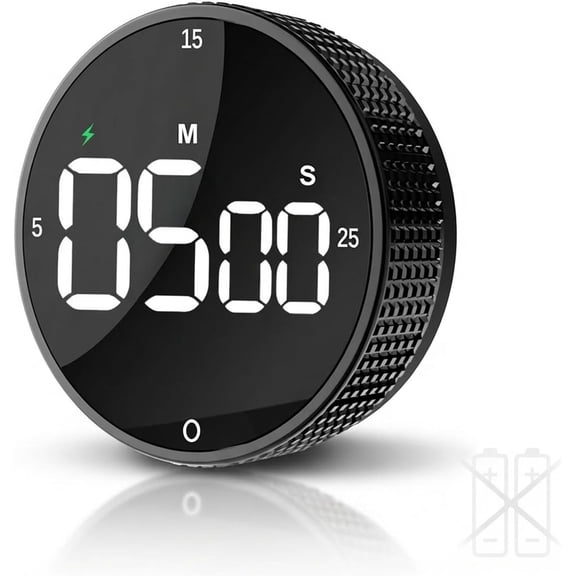 Rechargeable Magnc , LED Countdown/Count-Up Timer, Supports USB-C Charging, with Loud Alarm, 3 Preset Quick Times (5/15/25m), Perfect for Kitchen Cooking, Studying, and Fitness