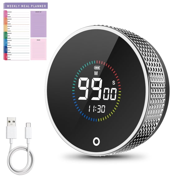 Rechargeable Magnetic Digital Kitchen Timer - Large LED Display, 3 ...