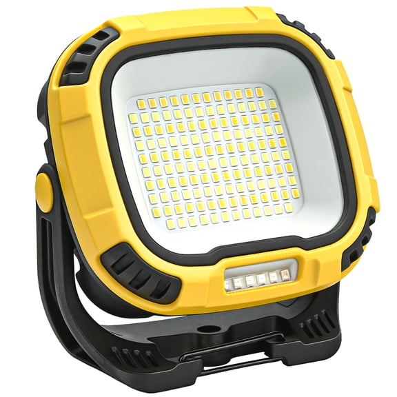 Rechargeable Magnetic LED Work Light, 6000mAh 4000LM 136-LED with Hook, IP65 Waterproof, 30H Runtime, Portable for Car Repair, Job Site, Emergency (Yellow)