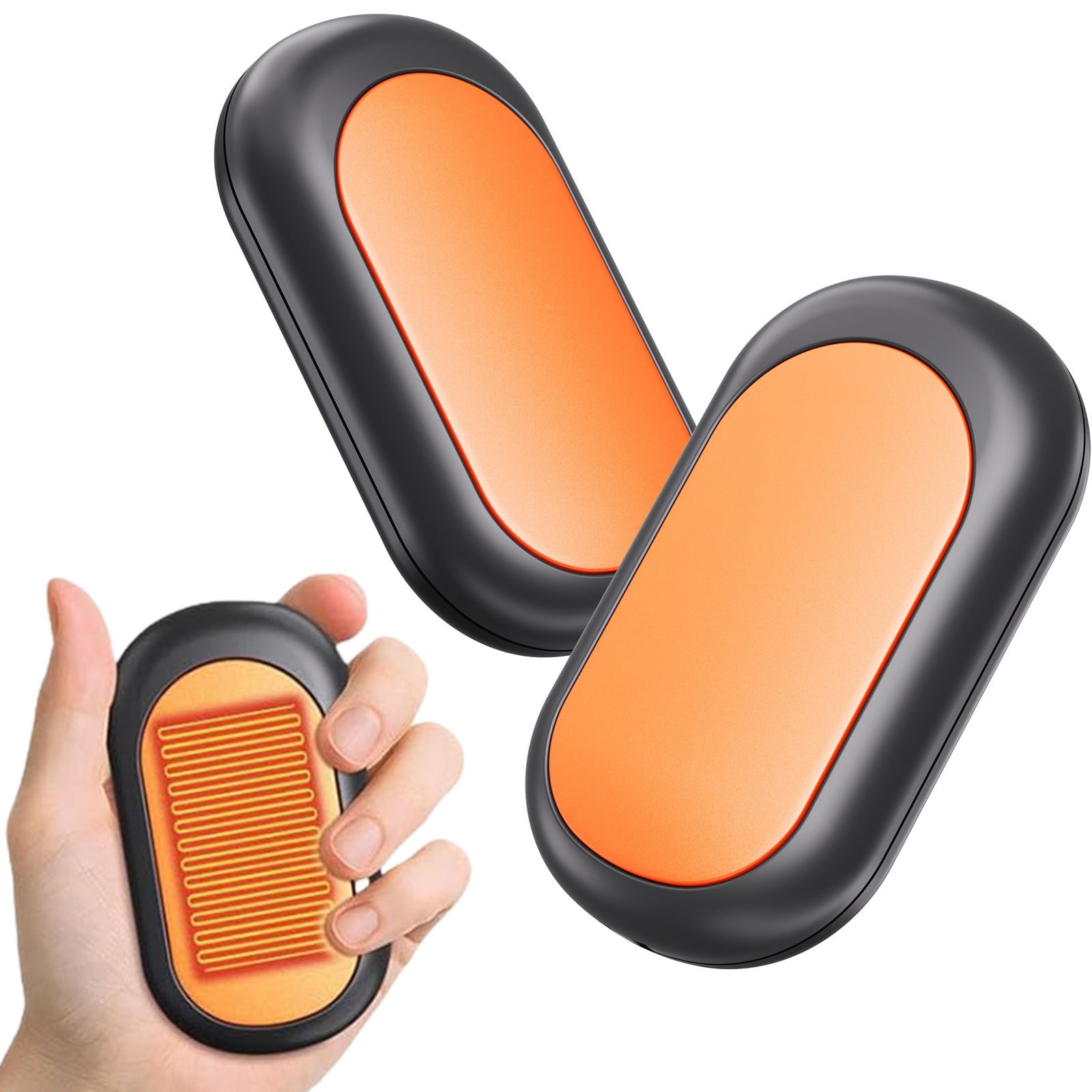 Rechargeable Magnetic Split Hand Warmers Thin Lightweight Portable Pocket Size Up To 4 Hrs Winter Accessory,Hand Warmer Pack,Orange,1 Pair