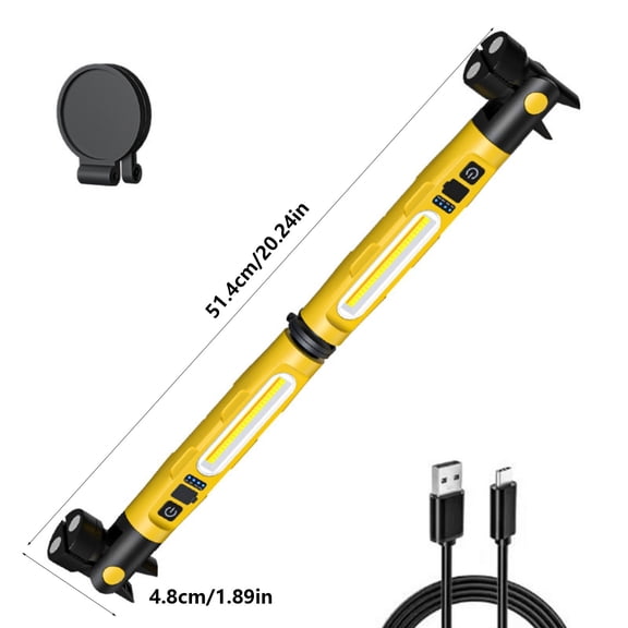 Rechargeable Magnetic Work Light, Rotatable Mechanic Lamp, IP54 Waterproof for Car Repair, Portable LED Inspection Light with Strong Magnet, Emergency Light for Garage & Camping​, Yellow