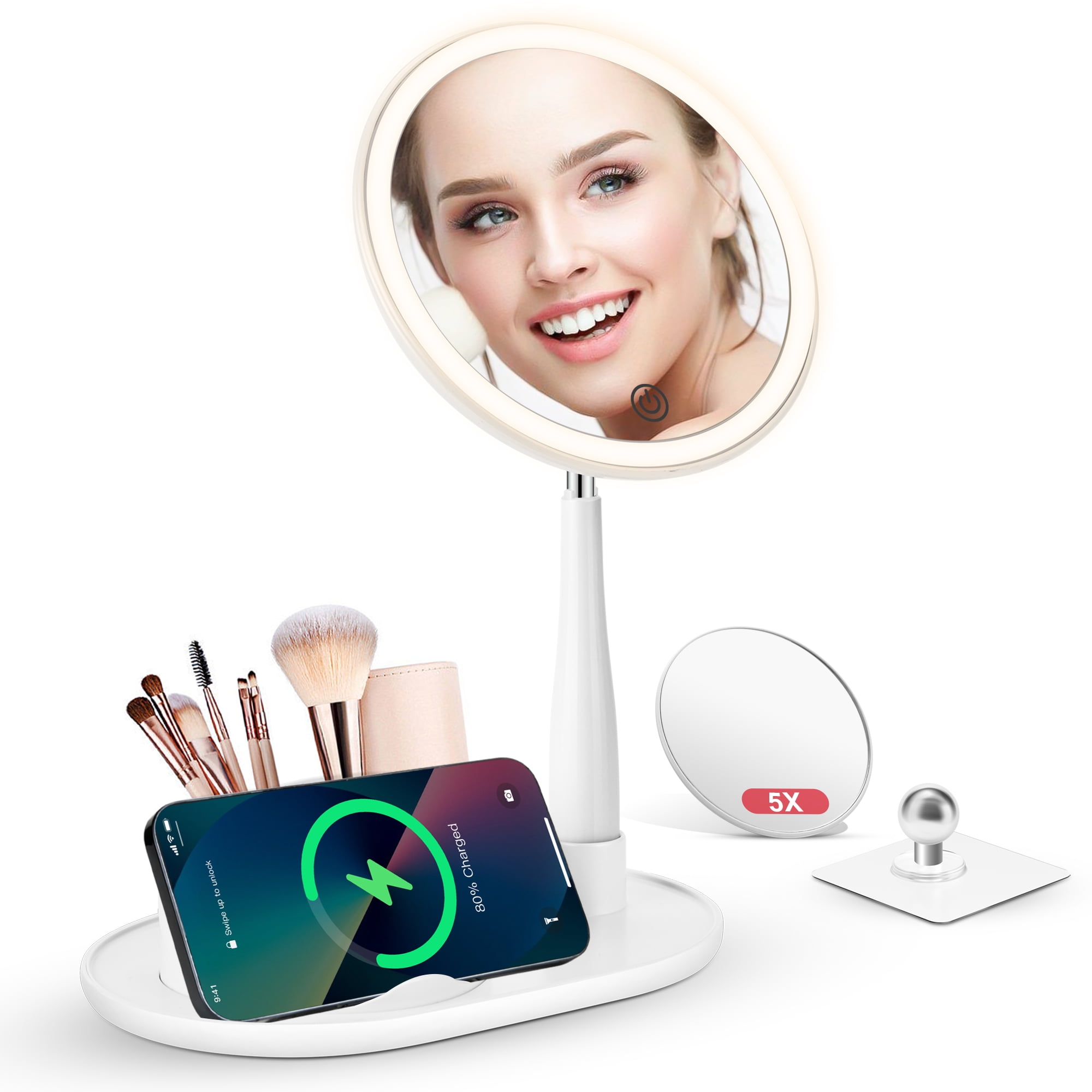 Rechargeable Makeup Mirror with Lights, 72 LED Lighted Makeup Vanity