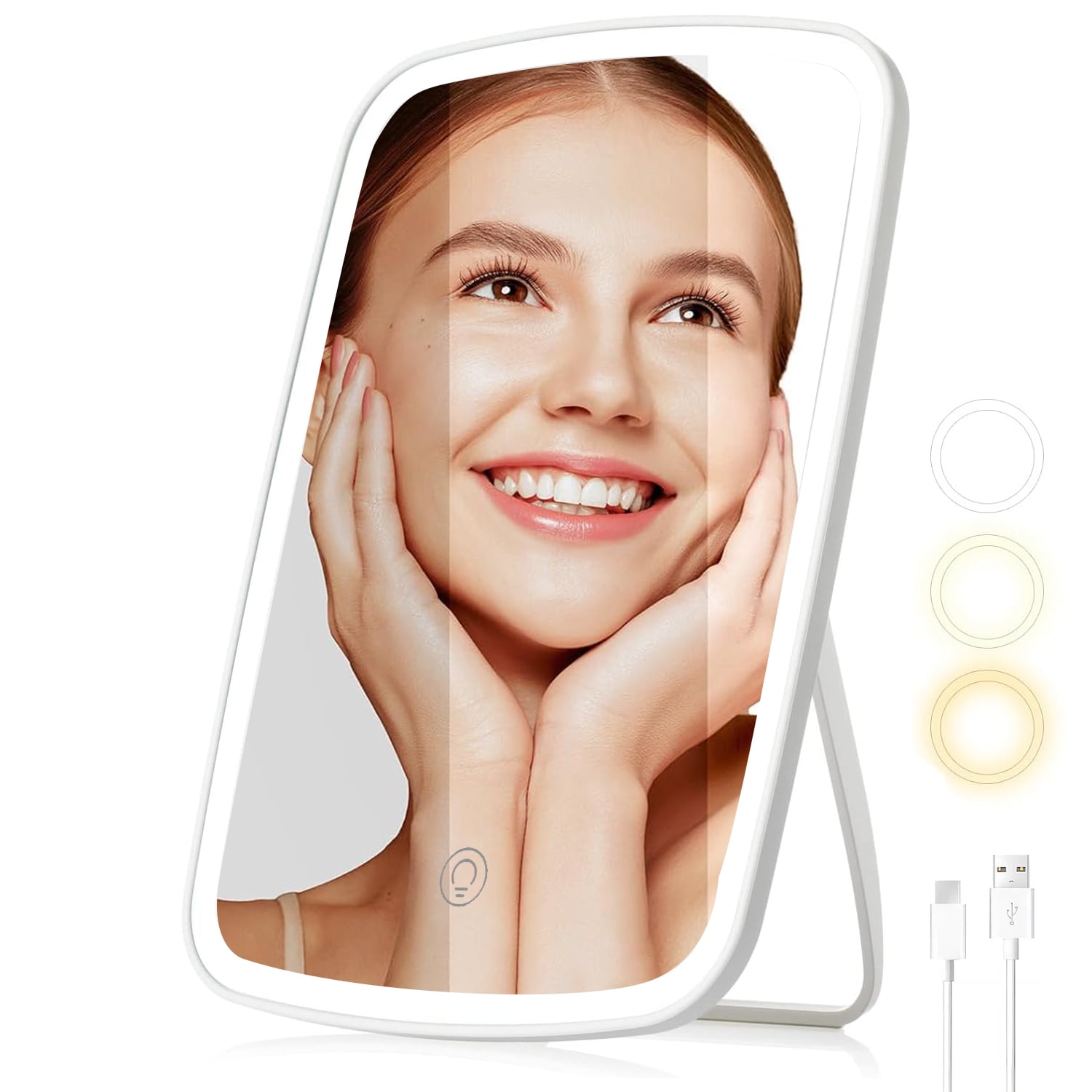 Rechargeable Makeup Mirror for Travel, Vanity Mirror Touch Dimming, 3