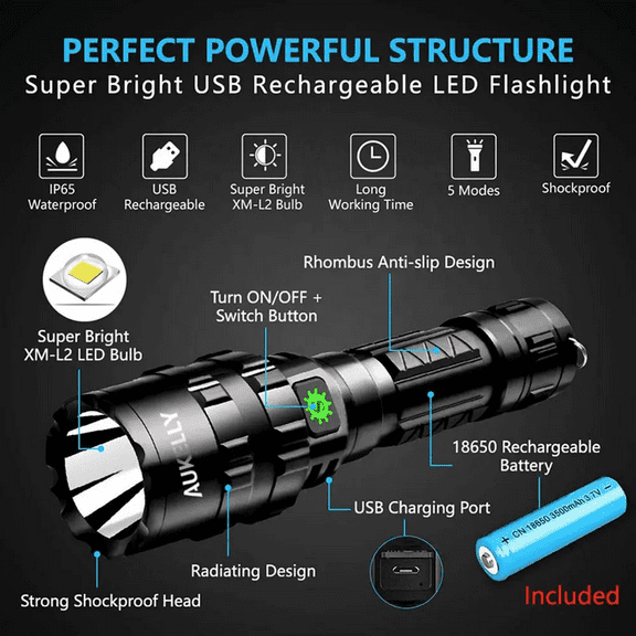 Rechargeable Micro USB Flashlight Tactical