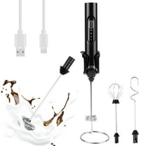 Rechargeable Milk Frother Handheld,3 Speeds Frother Wand With Stand, Coffee Frother for Coffee With 3 Stainless Whisks,Hand Mixer Electric Handheld for Lattes,Cappuccino,Matcha,Egg,Black
