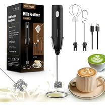 Rechargeable Milk Frother Handheld, Coffee Frother Wand Drink Mixer with Stainless Steel Whisk for Coffee, Cappuccino, Lattes, Frappe, Matcha and Hot Chocolate, Black