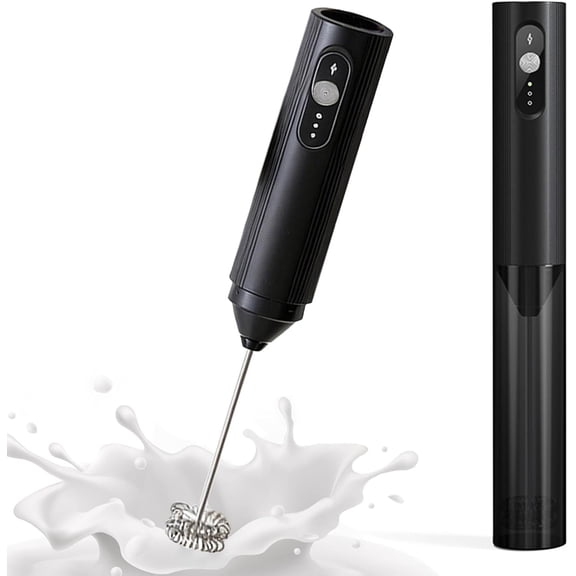 Rechargeable Milk Frother Handheld with Cover, 3-Speed Silent Coffee Frother Wand Electric, Portable Drink Mixer for Coffee Latte Cappuccino Matcha Hot & Eggs, Kitchen Gifts, Black