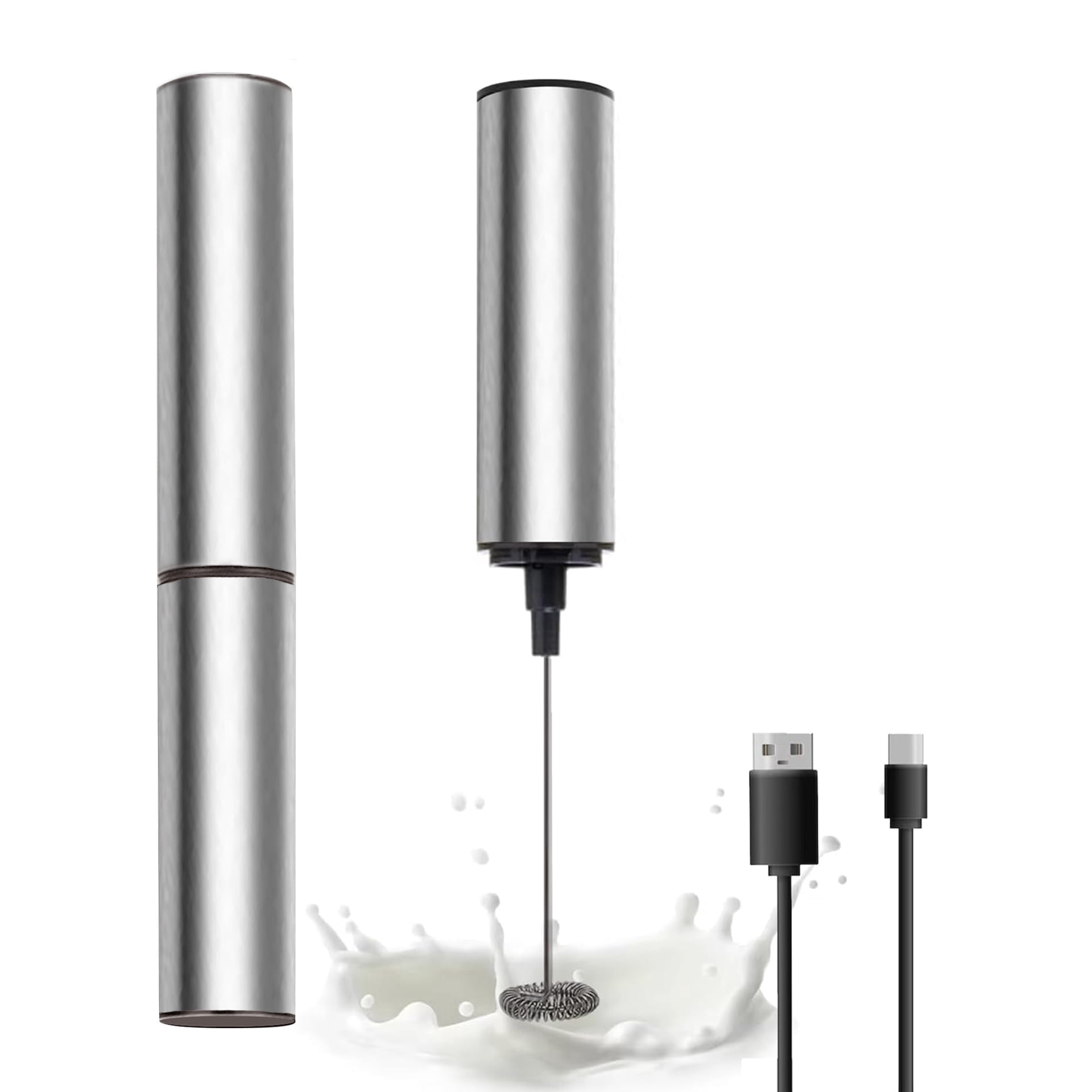 Rechargeable Milk Frother Handheld, Powerful Coffee Frother Handheld with USB Milk Foam Maker for Coffee Latte, Cappuccino, Mocha, Macchiato, Frappe