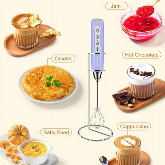 Rechargeable Milk Frother,Milk Frother Handheld with 3 Heads 3 Speeds,Coffee Mixer,Frother Wand Drink Mixer,Electric Milk Bubbler,Detachable Stainless Steel Whisk for juice,Prebiotic Powder,Latte