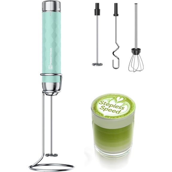 Rechargeable Milk Frother with Stepless Speed Control, LunaFro 2.0 Frother Handheld Electric Wand with 3 Whisks,Drink Mixer for Lattes, Cappuccino, Matcha, Protein Powder, Eggs