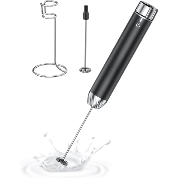 Rechargeable Milk Frother with Stepless Speed Control, LunaFro Max Handheld Electric Maker Drink Mixer Foamer with Stand & Detachable Whisks for Lattes, Cappuccino