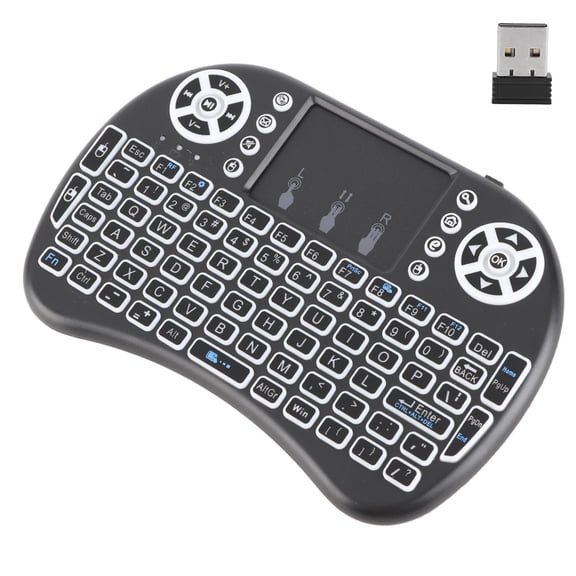 Rechargeable Mini 2.4G Wireless Keyboard with Touchpad, Built-in Flymouse and 7-Color RGB Backlight - Multi-Device QWERTY Keyboard for Smart TV, HTPC, Xbox (7 inches / 17.8 cm)