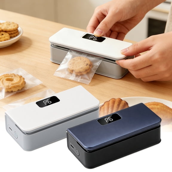 Rechargeable Mini Bag Sealer with LED Digital Display, Portable Handheld Heat Sealer for Plastic Bags/Snacks/Cookies/Coffee Bags, Resealer Machine for Food Storage & Home Kitchen Daily Use, Dark Blue