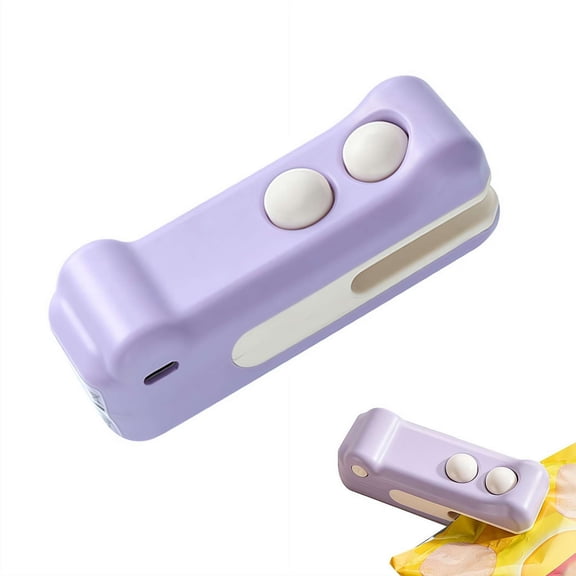Rechargeable Mini Bags Sealer, Portable Resealer Machine for Snack Plastic Bags Chip Food Storage Travel (Purple)