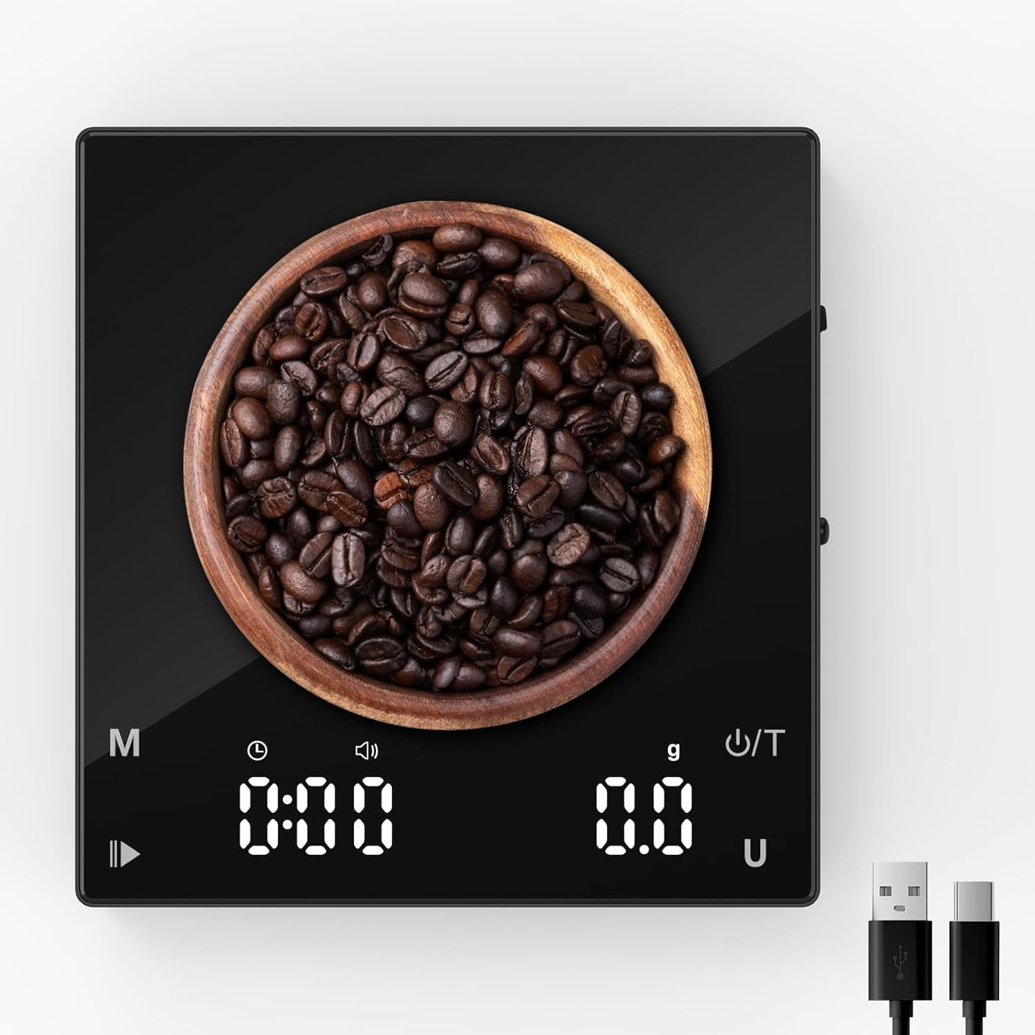 Rechargeable Mini Coffee Scale, Pour Over Coffee Scale with Timer, 2kg/0.1g Accurate Scale, Auto/Manual Timing, Mini Portable Digital Kitchen Scale for Drip Coffee, Espresso, French Press