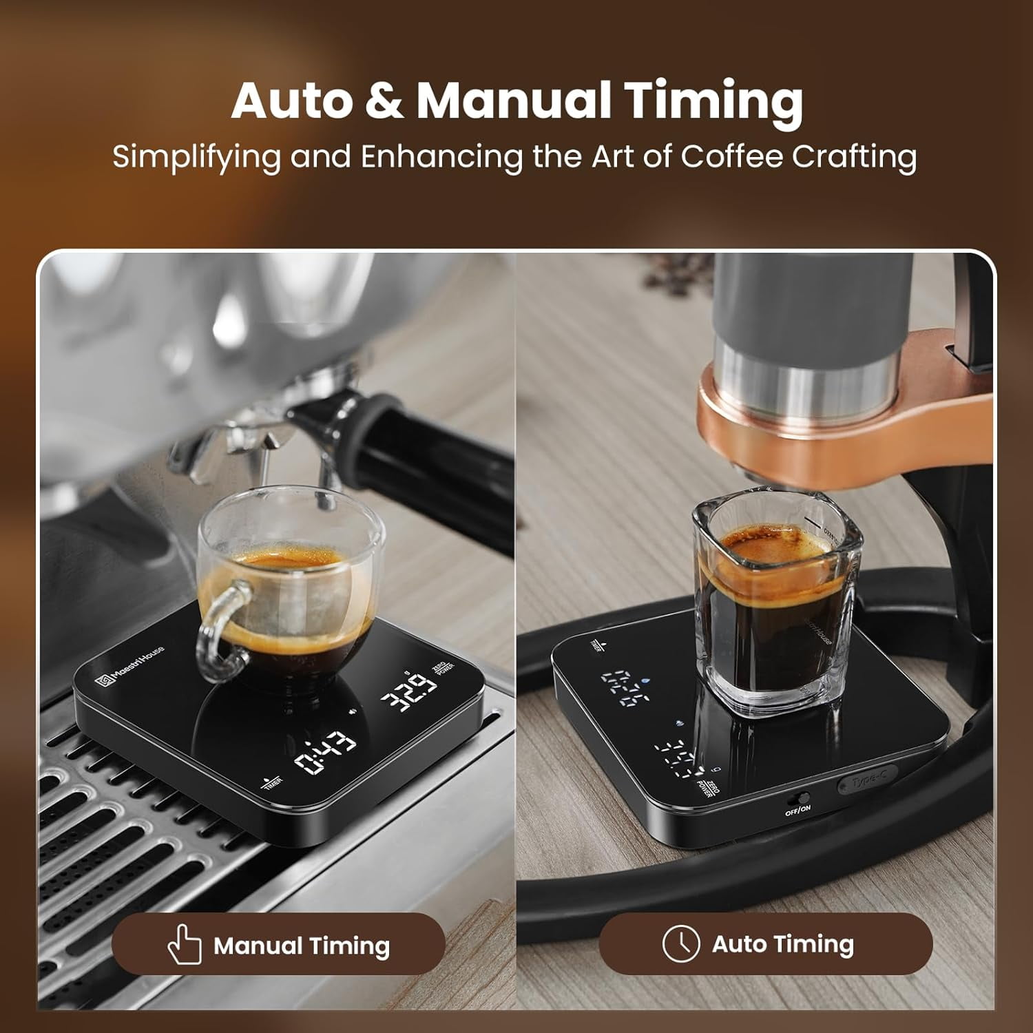 Curated visual reference: Visual Reference: Rechargeable Mini Coffee Scale With Timer Espresso Scale 2Kg 0