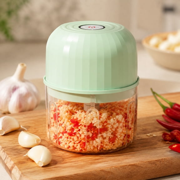 Rechargeable Mini Electric Garlic Chopper,Sharp Stainless Steel Blades, Portable Wireless Food Processor for Vegetable Onion Spice(Light Green)