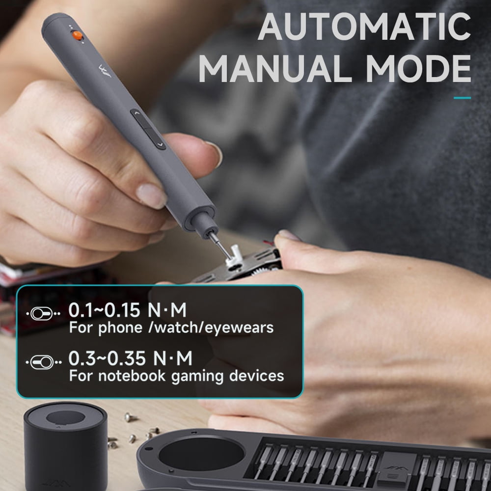 Rechargeable Mini Electric Screwdriver with 30 Magnetic Drill Bits, 0.35N.m Torque, 360° LED Lights for Repairing Cell Phones, Cameras, Laptops, Watches