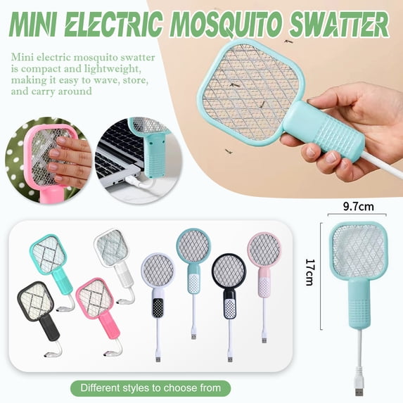 | Rechargeable Mini Electric Swatter Handheld Bug Zapper for Indoor Outdoor Mosquito | Portable Gift for Camping Home Patio Use