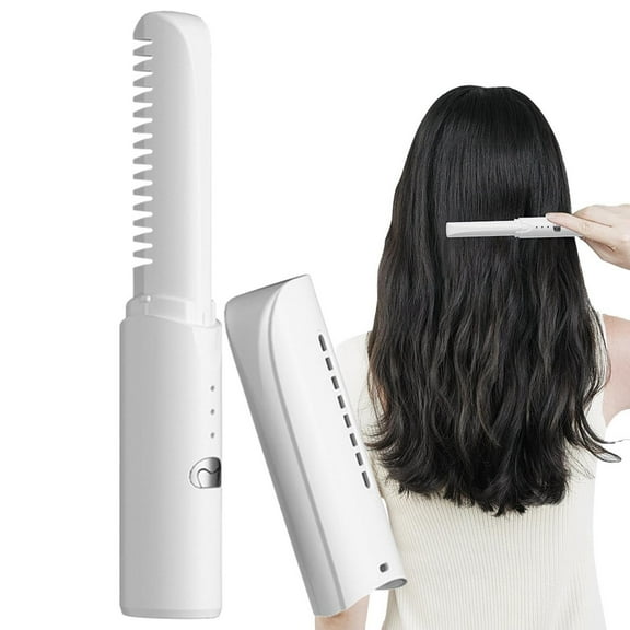 Rechargeable Mini Hair Straightener And Curler Brush with Three Adjustable Temperature Settings Portable Styling Tool