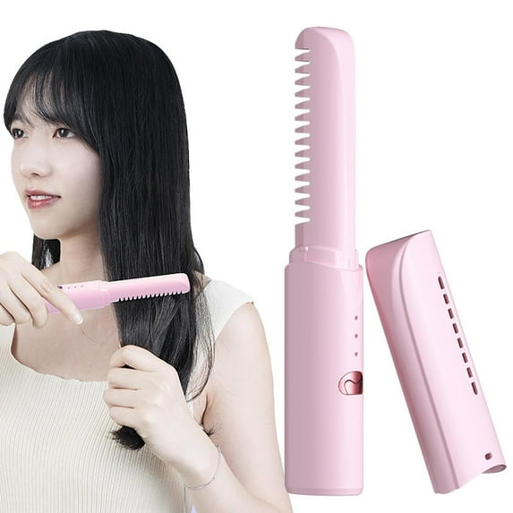 Rechargeable Mini Hair Straightener Curler Brush 3 Heat Settings Portable Styling Tool for Smooth and Straight Hair