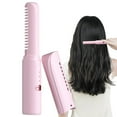thumbnail image 1 of Rechargeable Mini Hair Straightener and Curler Brush with Three Adjustable Temperature Settings Portable Styling Tool, 1 of 5