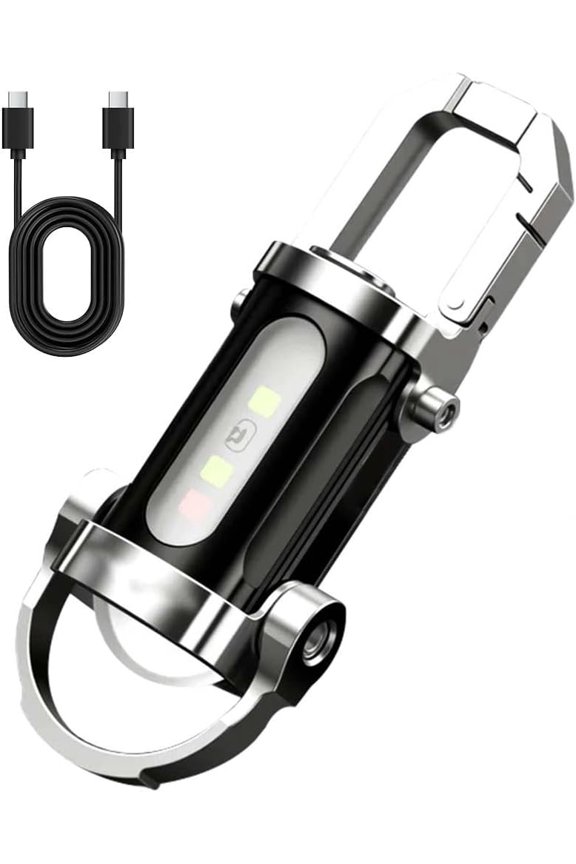 Rechargeable Mini Keychain Pocket Torch, Mini Pocket Light with 7 Modes & COB Work Light, Splashproof Bright LED Flashlight for Night Walking, Fishing, Running (1)