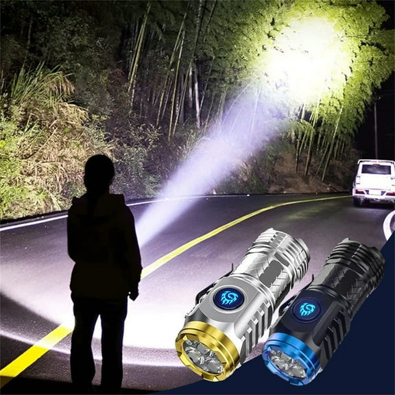 Rechargeable Mini LED Flashlight 3-Eye Super Bright 5 Modes USB C Small Pocket Torch for Outdoor, Camping, Household, Emergency