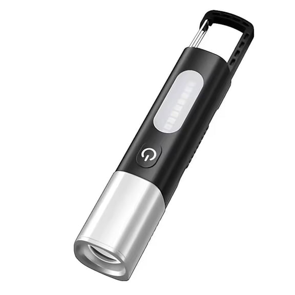 Rechargeable Mini LED Flashlight, White Laser,COB Side Light, Clip-on Hook for Camping