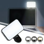 Rechargeable Mini Selfie Fill Light, 3 Adjustable Modes, Clip-On LED for Mobile Phones, Laptops, Cameras, Photo, Makeup