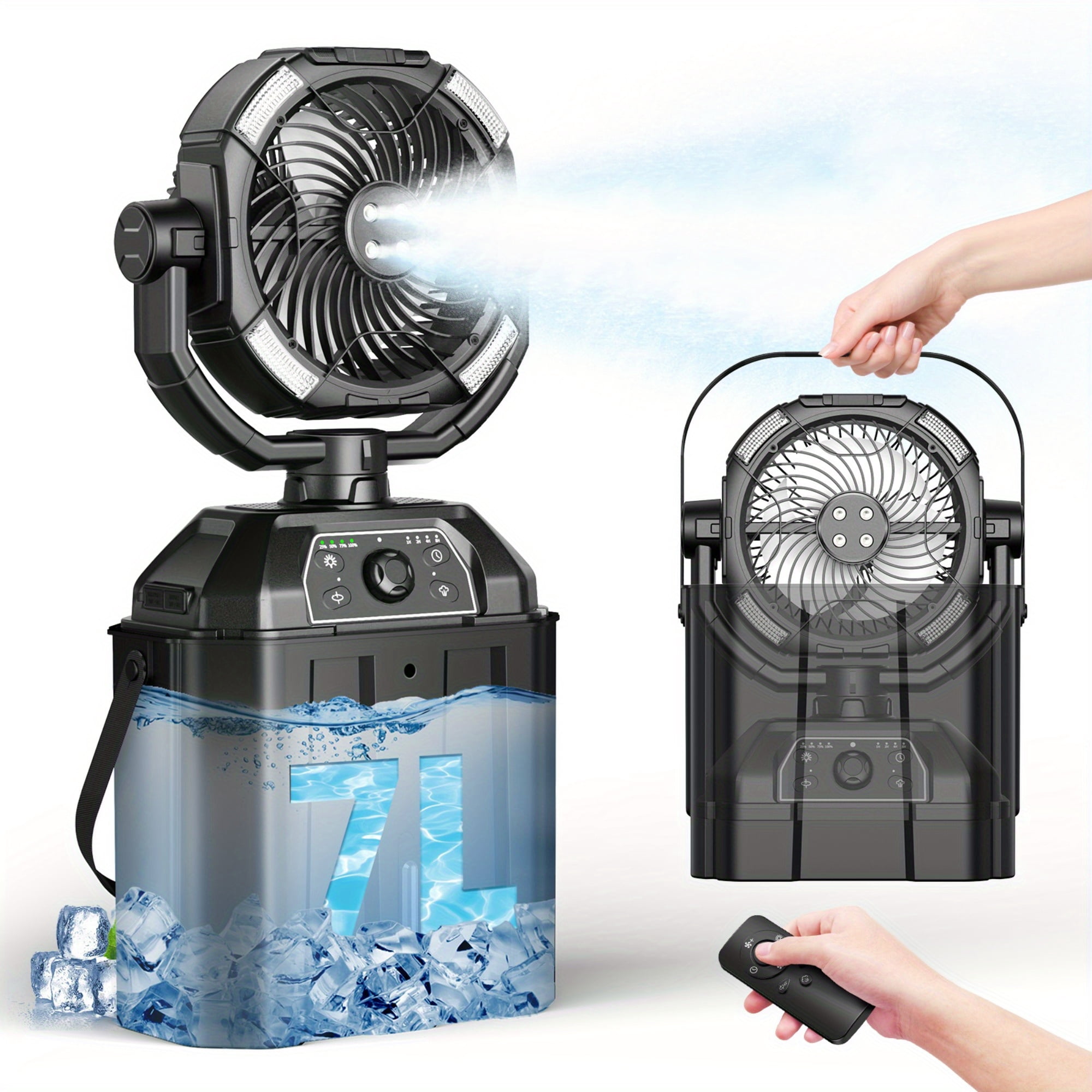 [Rechargeable Misting Fan] 25000mAh Rechargeable Misting Fan With 1.85 ...