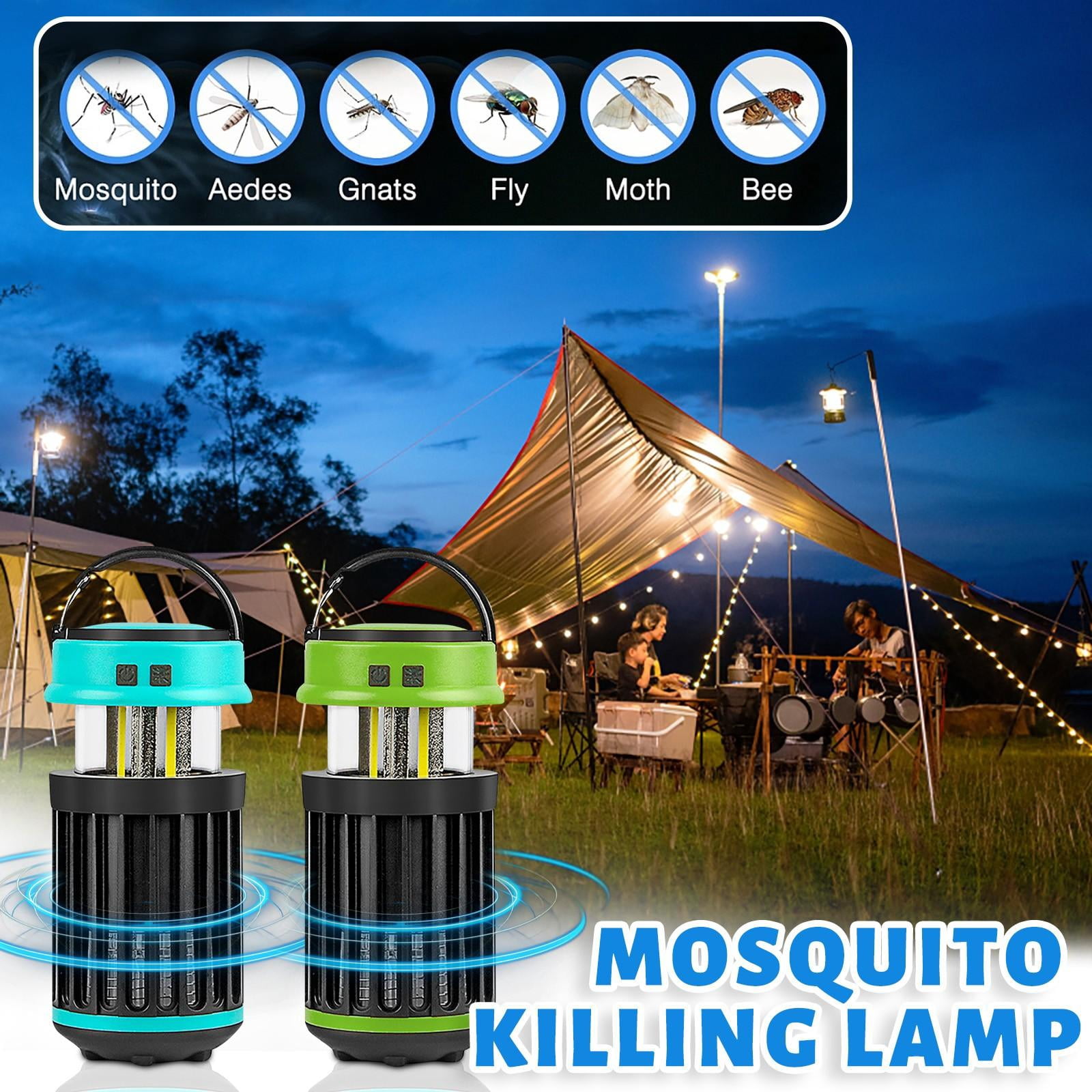 Rechargeable Mosquito Camping Lantern, 2 in 1 Portable Outdoor Led Tent Light and Bug Zapper for Camping Hiking Backyard Patio Home Use, Handheld Waterproof Mosquito Lamp for