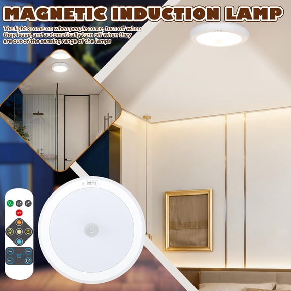 Rechargeable Motion Ceiling Light with Remote | Round Flush Mount Led Ceiling Light for Indoor Home Use