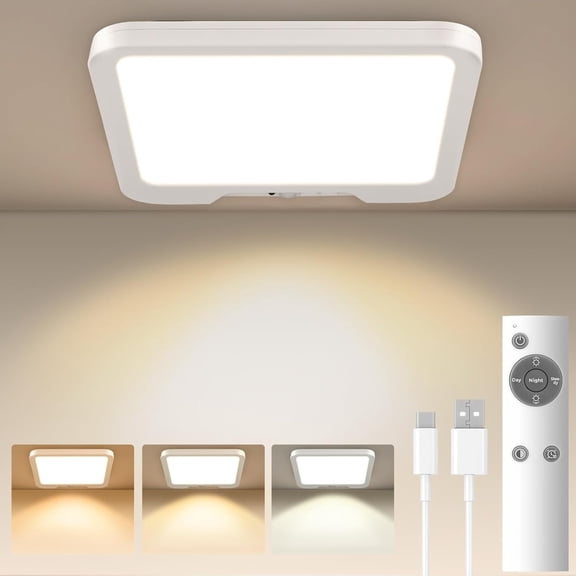 Rechargeable Motion Sensor Ceiling Light Indoor, Ceiling Light Operated Light for Closet Shower Stairs Hallway Porch Pantry Garage Patio Shed