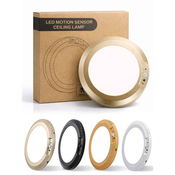 Rechargeable Motion Sensor Ceiling Light with Remote - Magnetic Wireless, Battery-Powered Ceiling LED Light, No Wiring, Stick-On Indoor Light for Closet, Bathroom, Hallway, Stairs