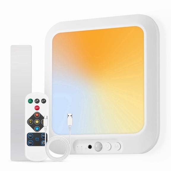 Combuh Rechargeable Motion Sensor Ceiling Light with Remote Wireless Magnetic LED Lights, Battery Operated Stick On Ceiling Shower Lights for Garage Closet Hallway